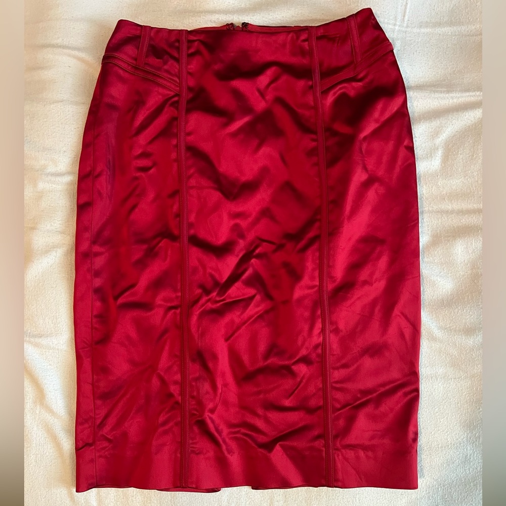 WHBM | Red Satin Pencil Skirt | Size 0